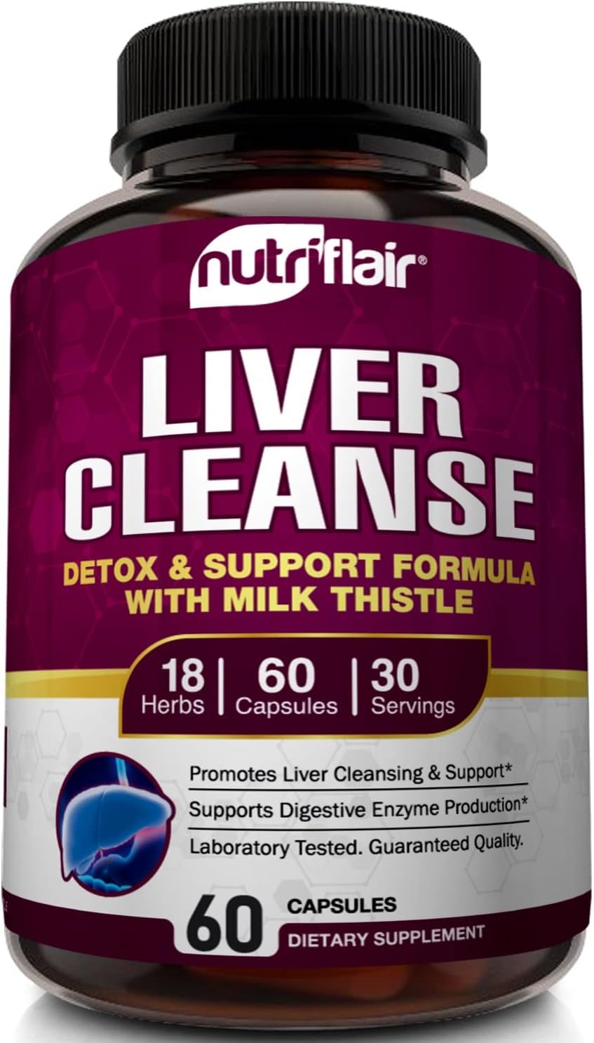NutriFlair Liver Cleanse Detox Milk Thistle Artichoke Detox Regenerator Zinc Choline 60 Veggie Caps