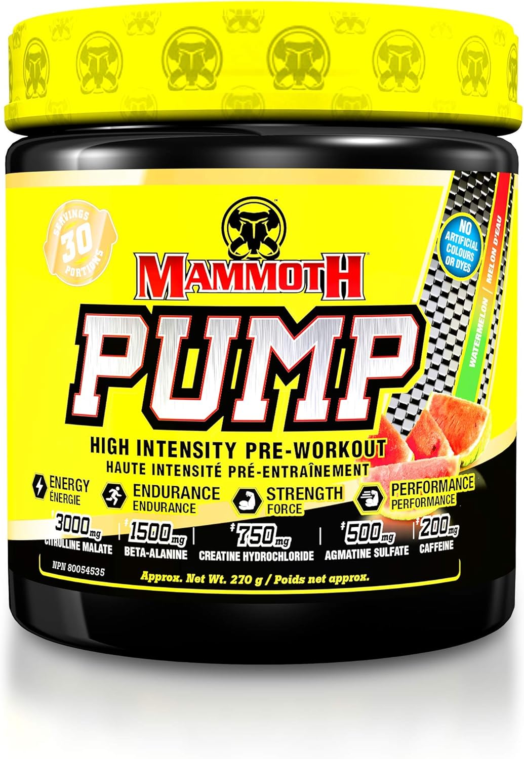 MAMMOTH PUMP PreWorkout Heightened Focus, Quick Recovery