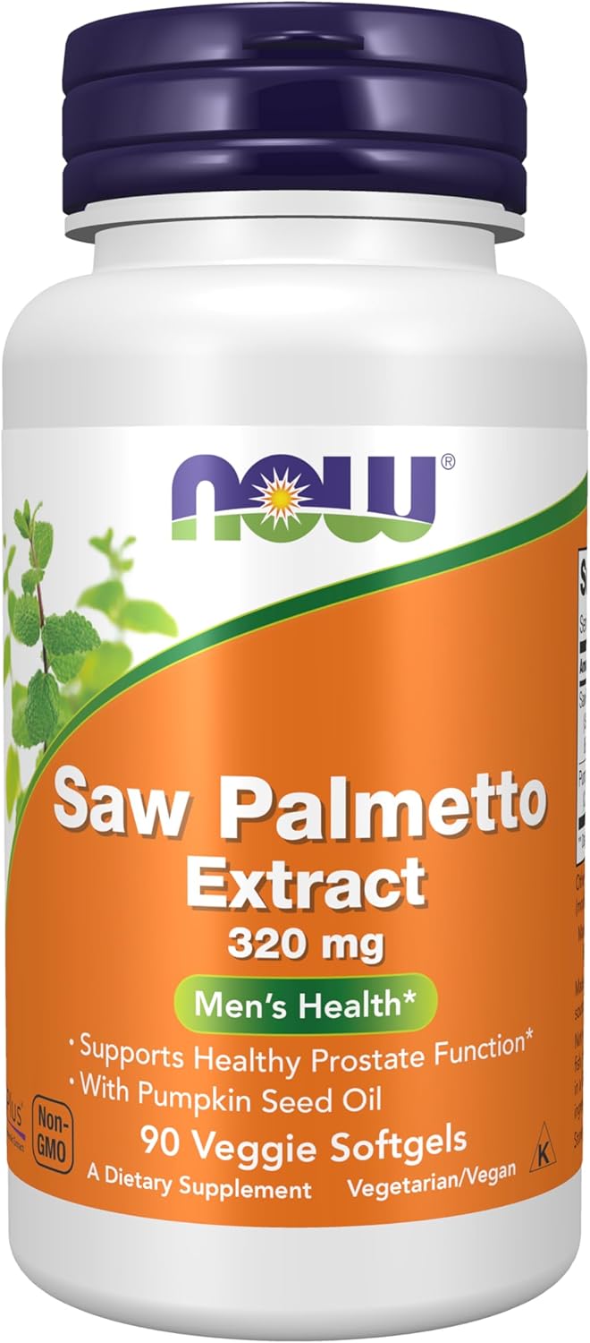 NOW Saw Palmetto Extract 320 mg with Pumpkin Seed Oil Men's Health 90 Veg Softgels