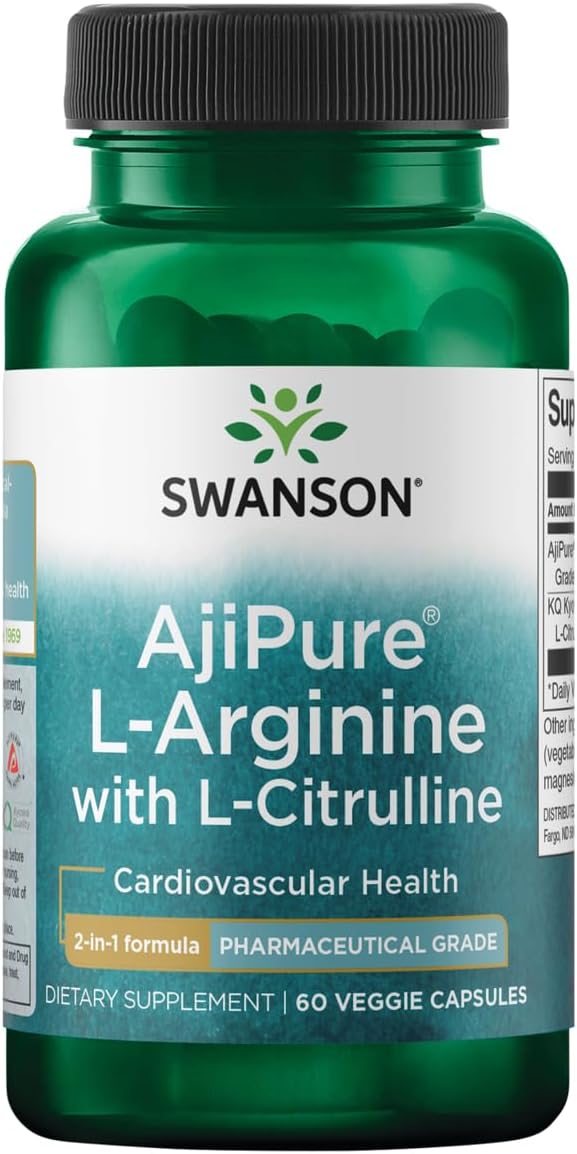 Swanson AjiPure L-Arginine with L-Citrulline Nitric Oxide 60 Veggie Caps