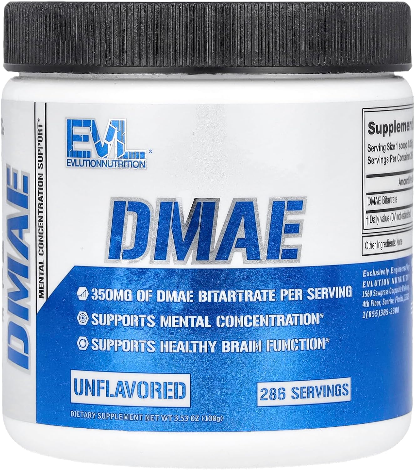 EVLution Nutrition DMAE Brain & Cognitive Mental Concentration Support 286 servis
