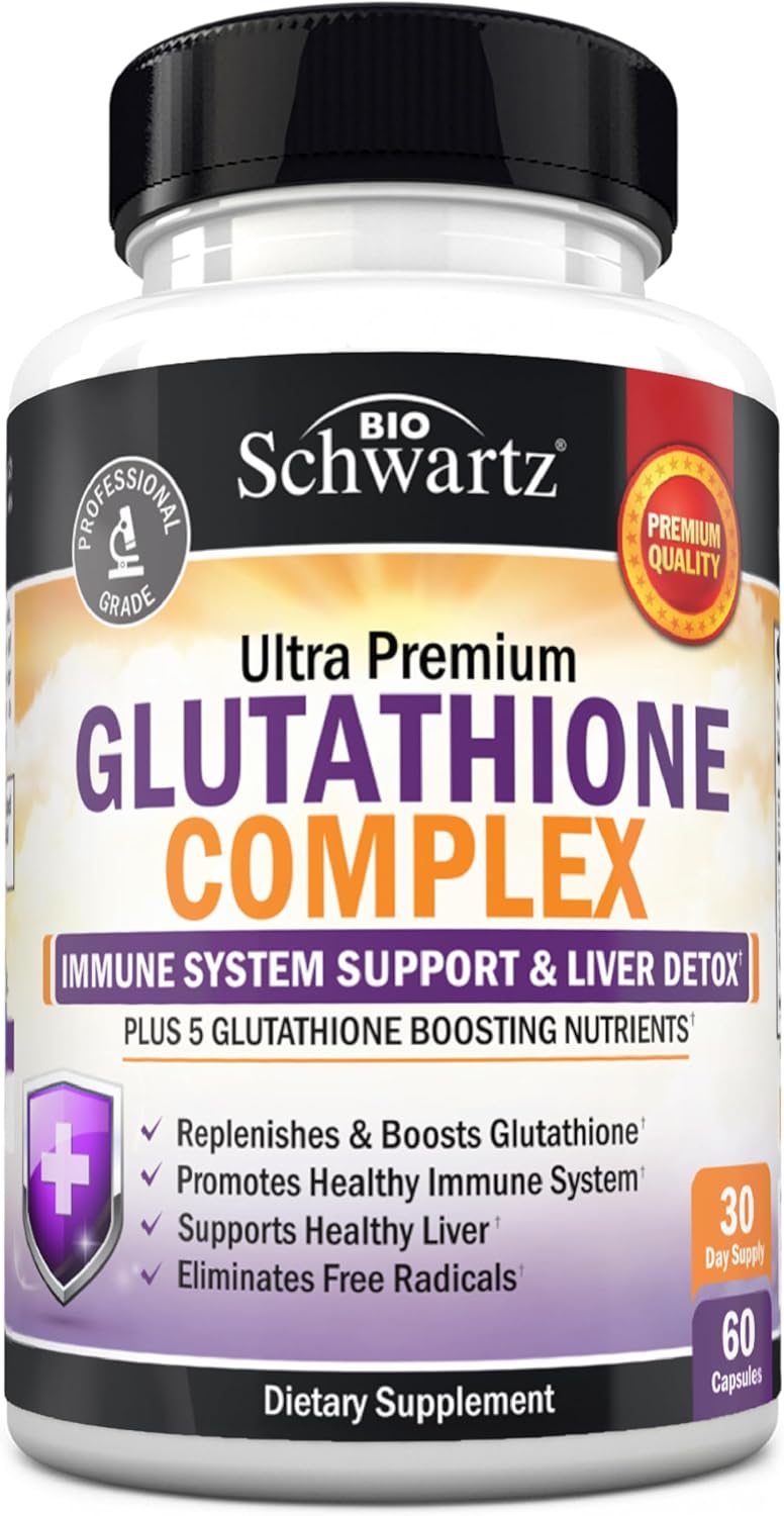 BioSchwartz Glutathione Liver Detox with Quercetin Vitamin C Milk Thistle Alpha Lipoic Acid - Immune Support 60 Caps