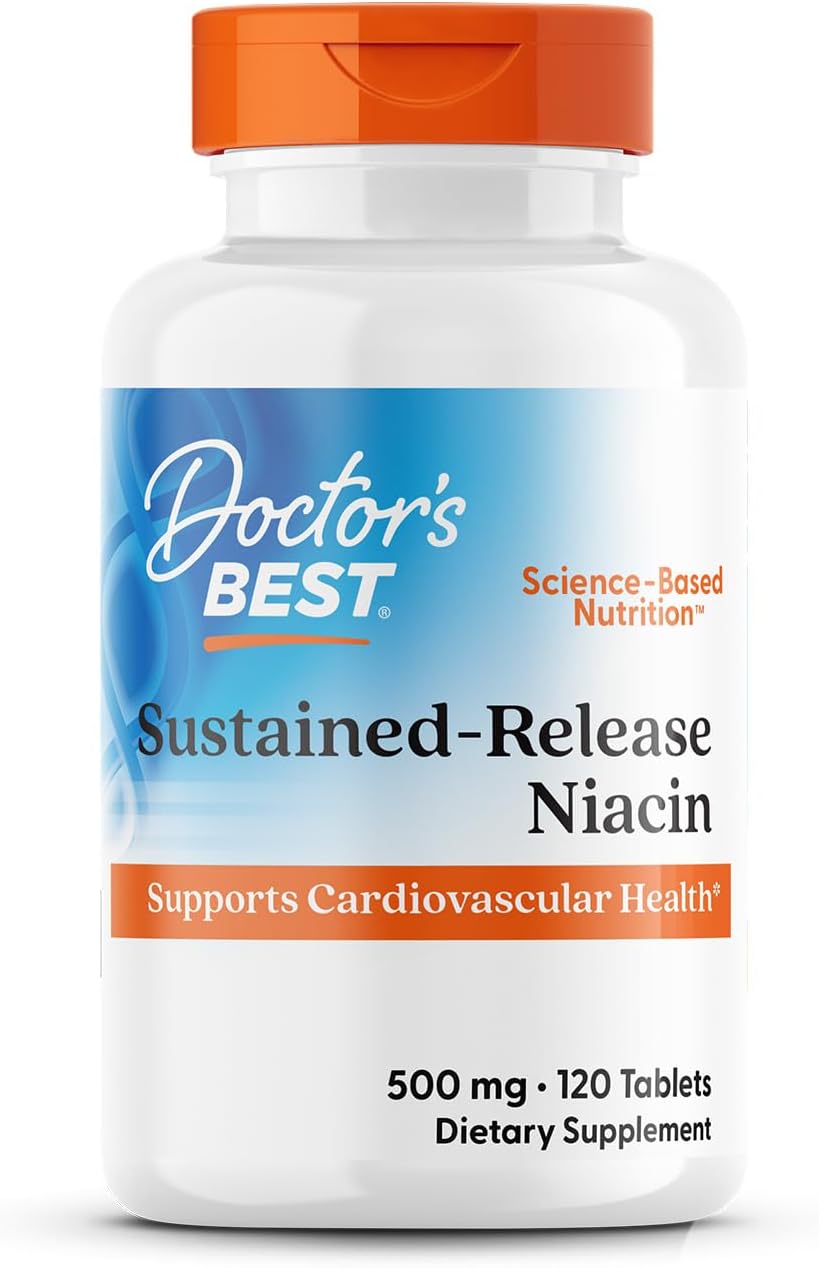 Doctors Best Sustained-Release Vitamin B3 Niacin with niaXtend Supports Heart Health 120 Veg Caps