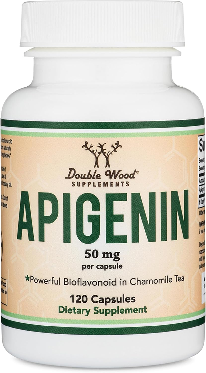 Double Wood Apigenin Bioflavonoid Found in Chamomile Tea for Relaxation, Sleep 120 Caps