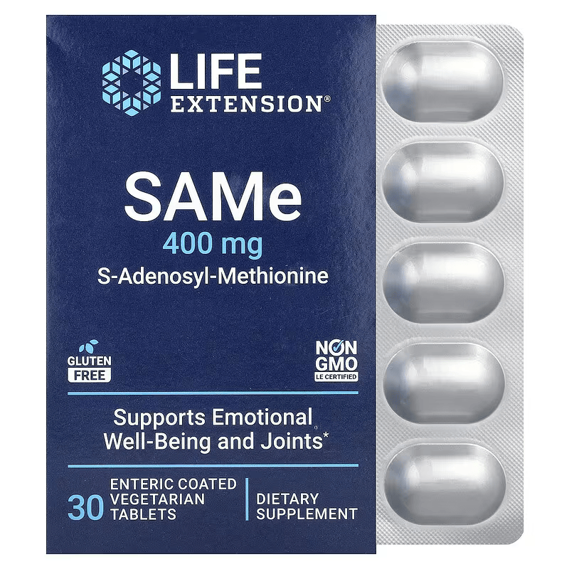 Life Extension Same S-Adenosyl-Methionine 400 mg Brain & Cognitive Mood Health Liver Health and Joint Support 30 Tablet
