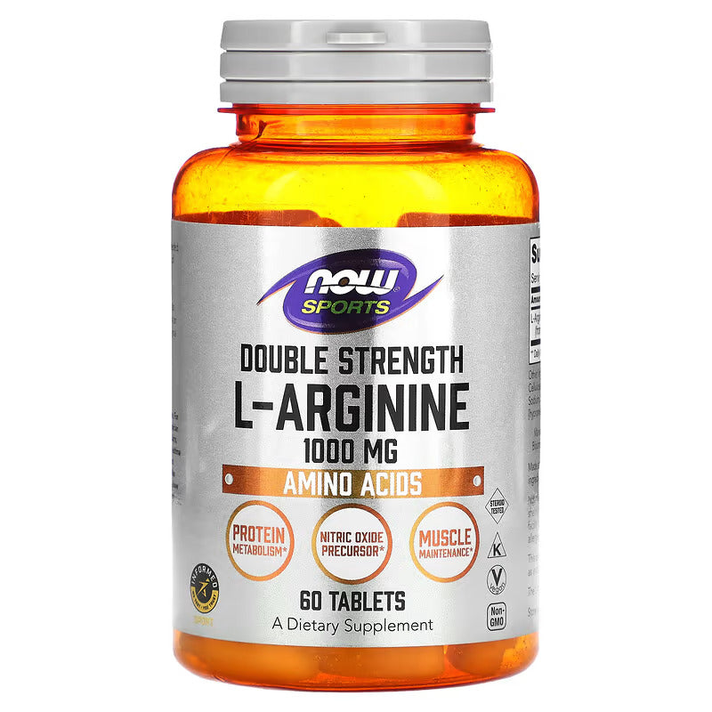 NOW Foods Double Strenght L-Arginine Nitric oxide Amino Acids 1,000 mg 60 Tablet