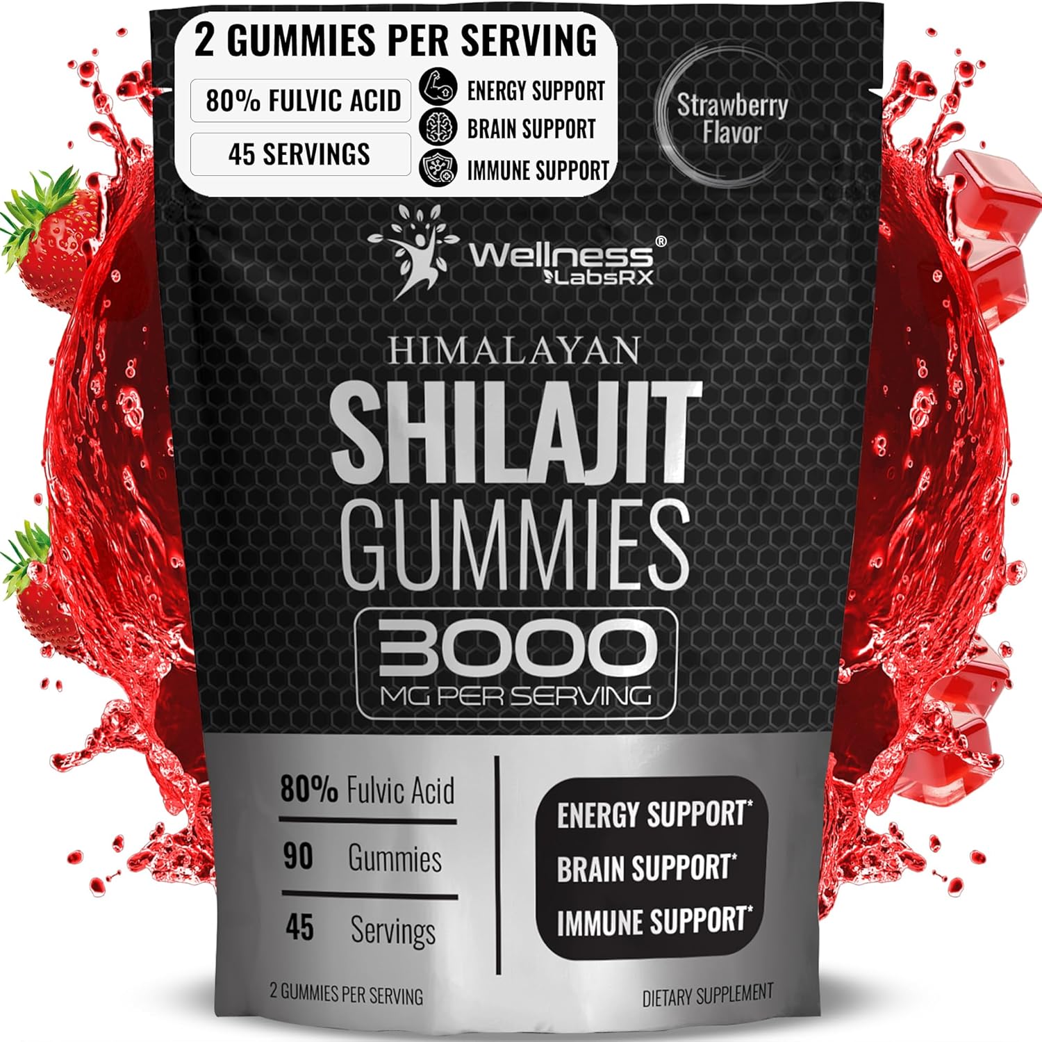 Wellness Labs Himalayan Shilajit for Women and Men Trace Minerals & Fulvic Acid 90 Gummies