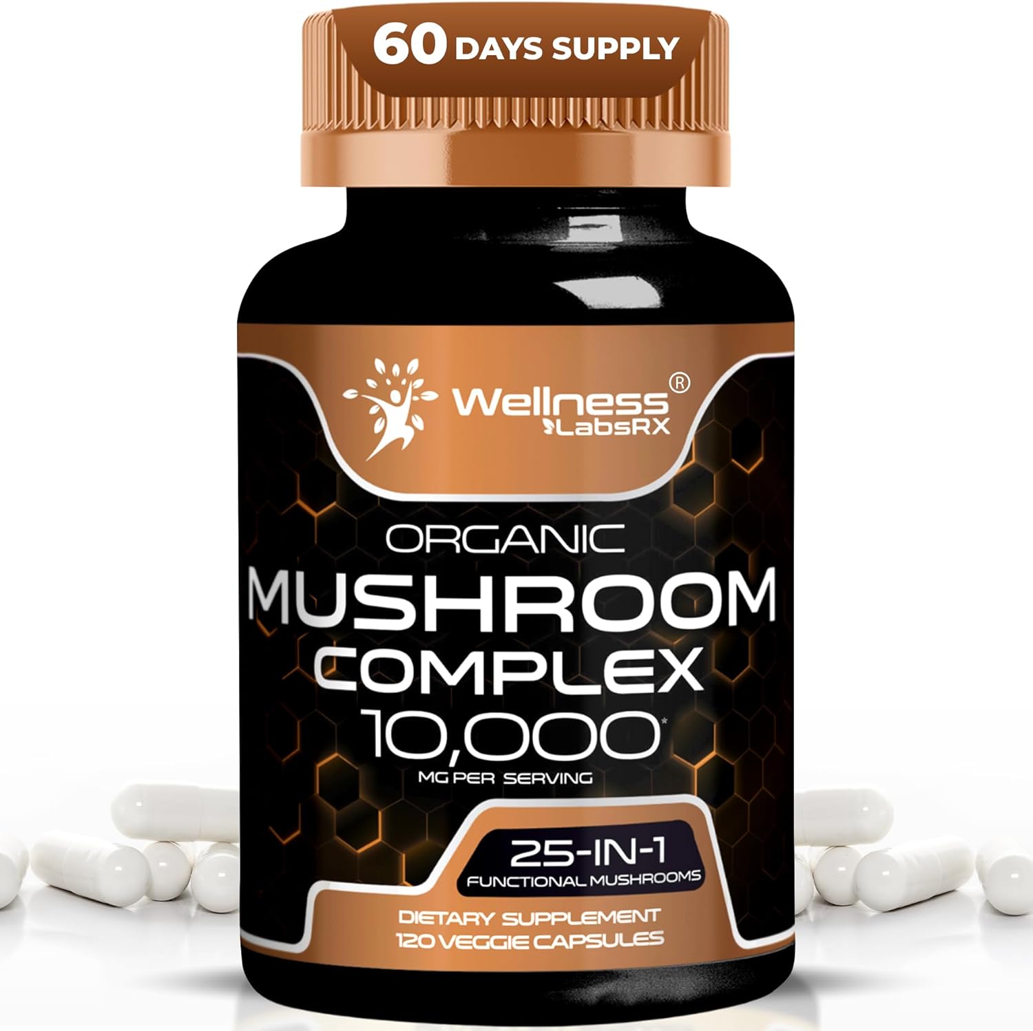 WELLNESS LABS Reishi Mushroom 10:1 Extract Lions Mane Turkey Tail 120 Caps
