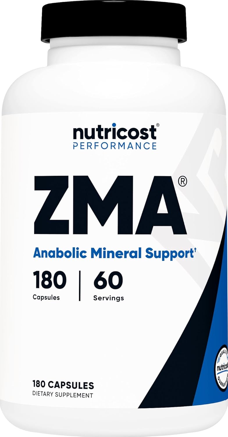 Nutricost ZMA Magnesium Zinc B6 Mineral Support 180 Caps