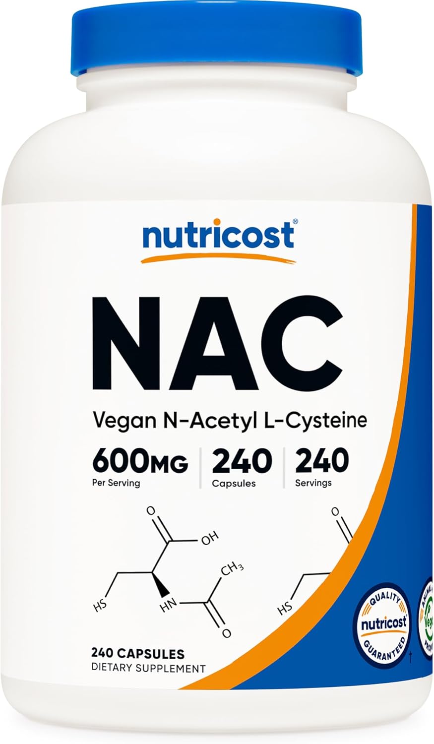 Nutricost N-Acetyl L-Cysteine NAC 600mg 240 Vegetarian Caps