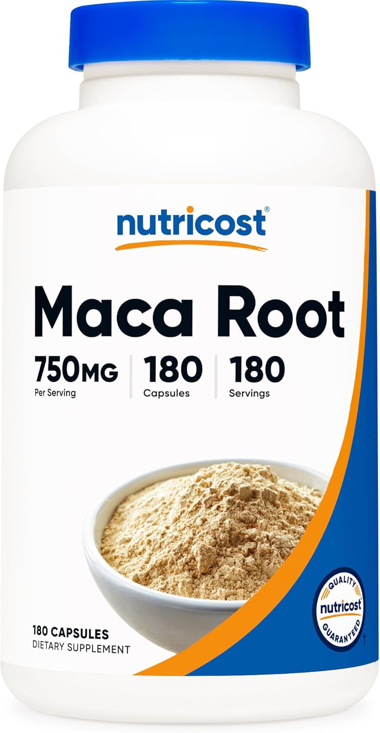 Nutricost Maca Root Capsules Lepidium meyenii 750mg 180 Caps 180 Servings