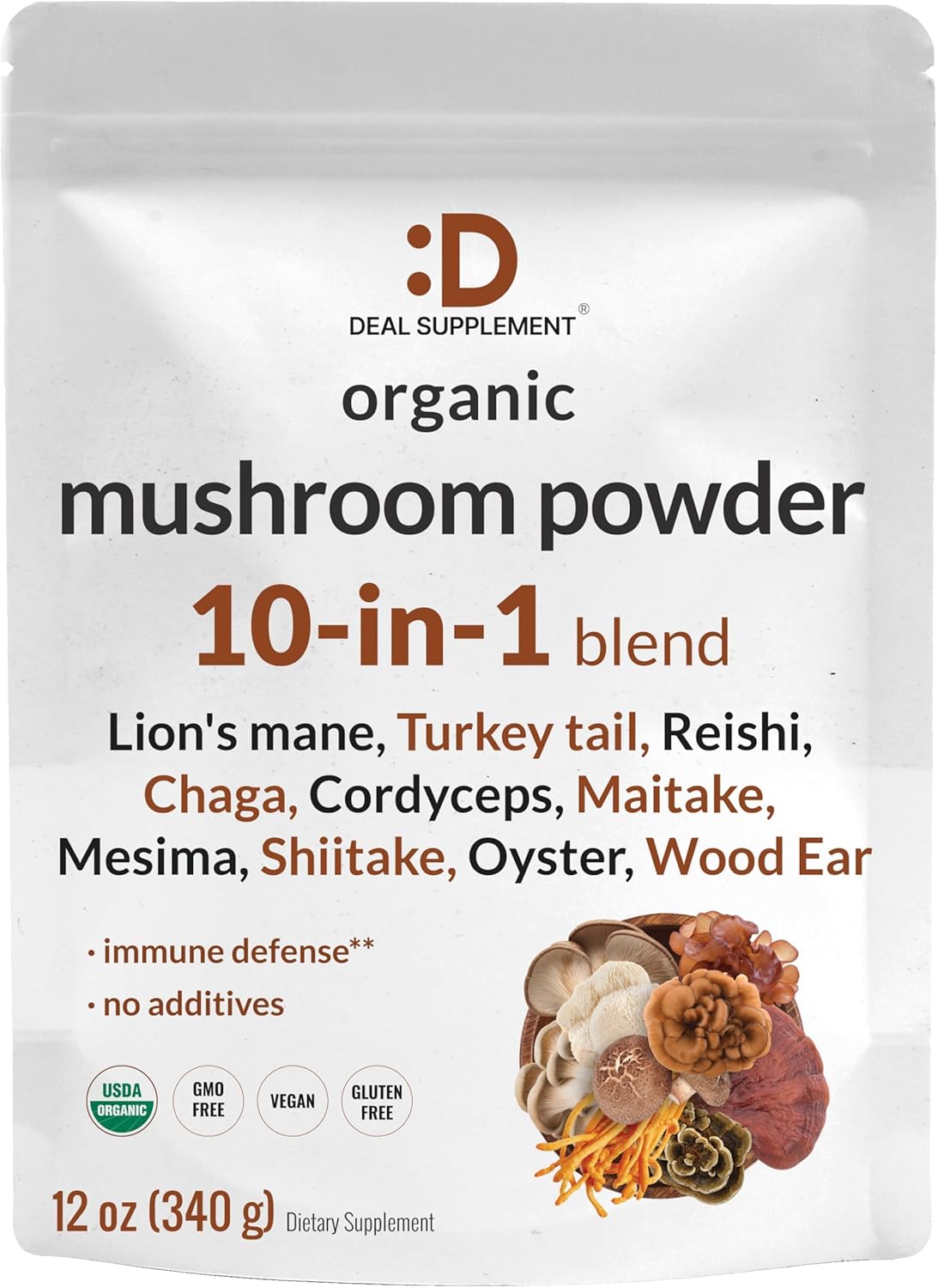 Deal Supplement Organic Mushroom Powder 10 in 1