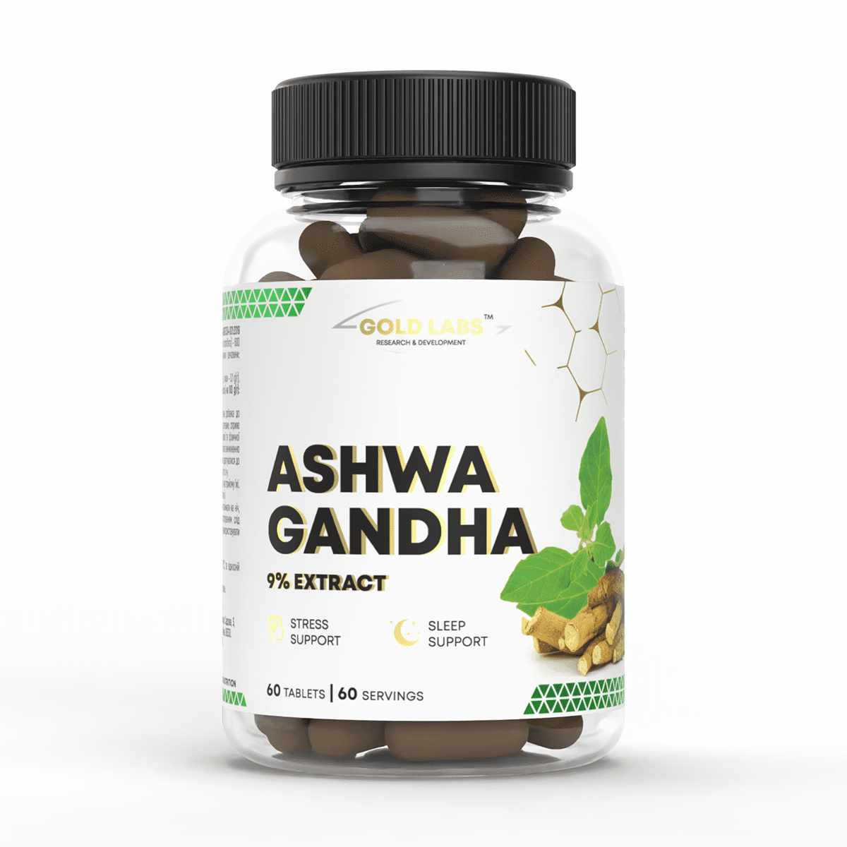 Gold Labs Ashwagandha 600mg 9% Extract free Withanolides 54mg / 60 tablet