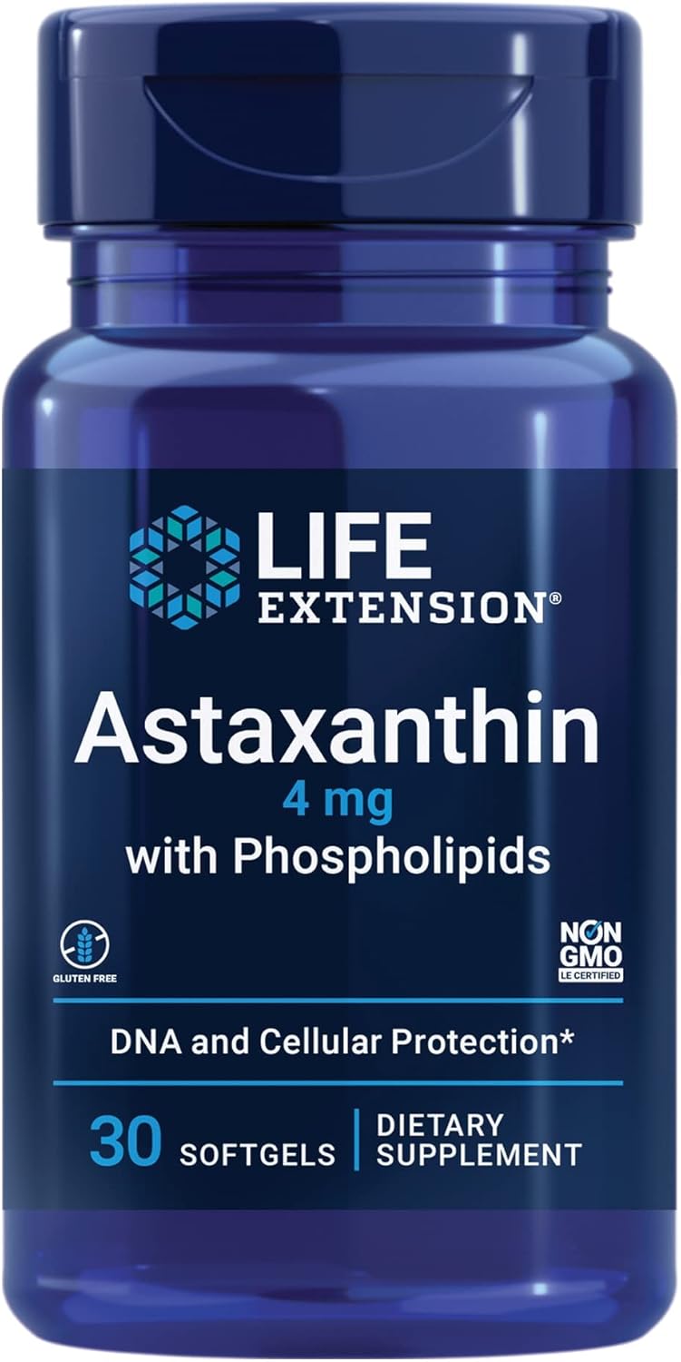 Life Extension Astaxanthin with Phospholipids Antioxidant Support Eye Health 4 Mg 30 Caps