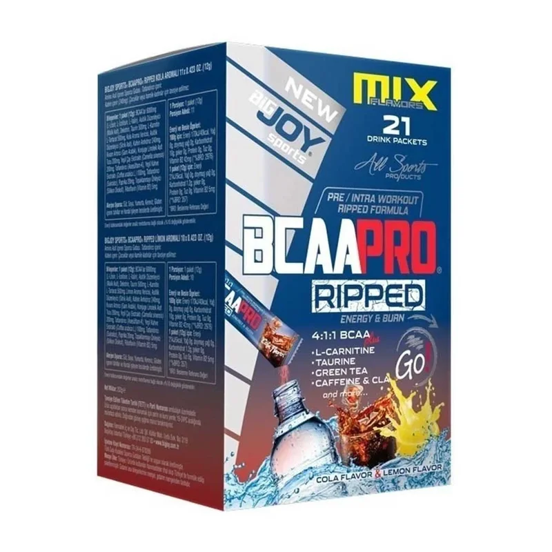 Big Joy Sports Bcaa Pro Ripped Go! 21 Drink Packets Cola & Limon