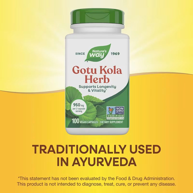 Nature's Way Gotu Kola Herb Longevity & Vitality 100 Vegan Caps