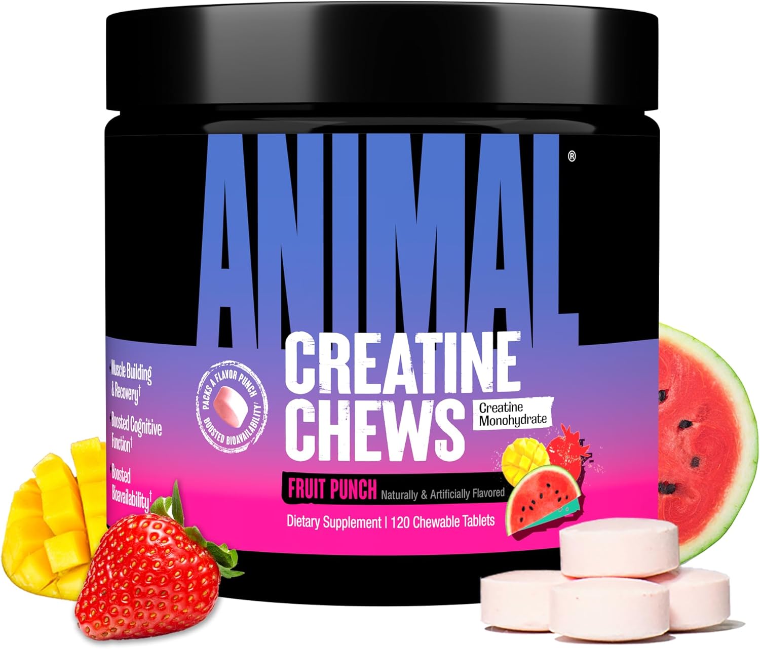 Animal Creatine Chews Tablets - 120 Count - Grape