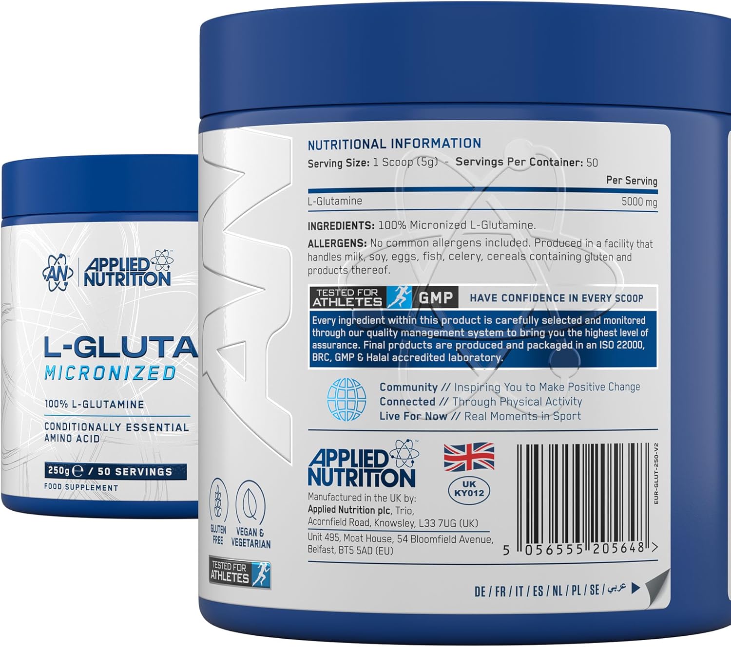 Applied Nutrition Mikconized L Glutamine Muscle Strength Recovery Boosts Immune System 250 gram