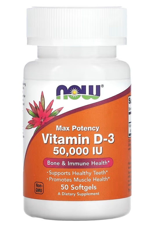 NOW Foods Vitamin D3 Max Potency 50,000 IU 50 Softgels