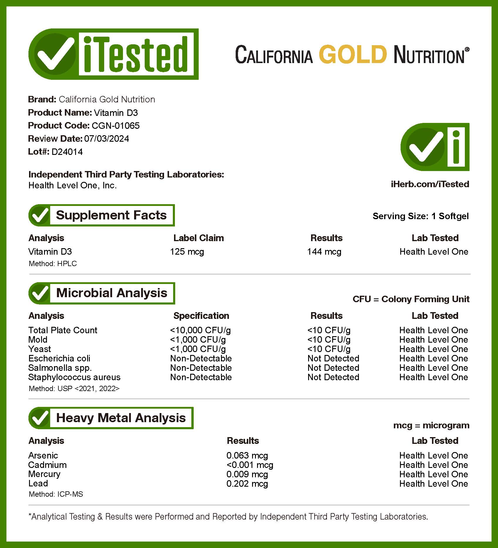 California Gold Nutrition, Vitamin D3, 125 mcg (5,000 IU), 90 Fish Gelatin Softgels