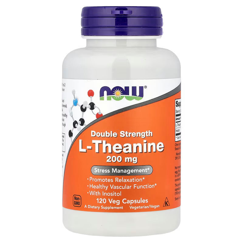 NOW Foods Double Strength L-Theanine with inositol 120 Veg Capsules
