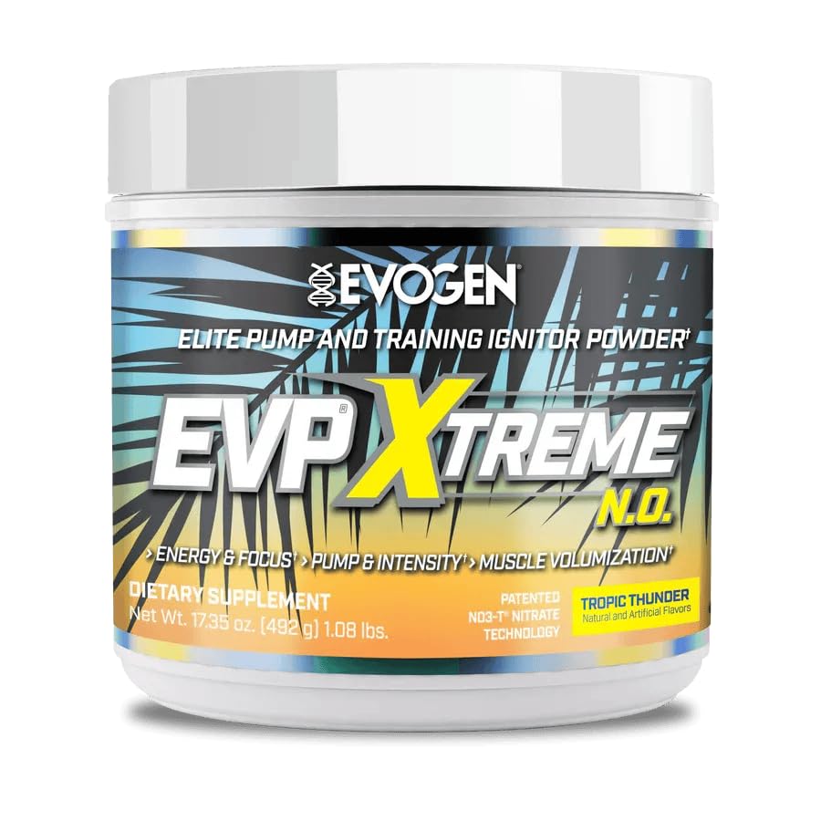 Evogen EVP Xtreme NO - Sugar Free PreWorkout with Beta Alanine Creatine and Caffeine for Energy Pump Tropic Thunder