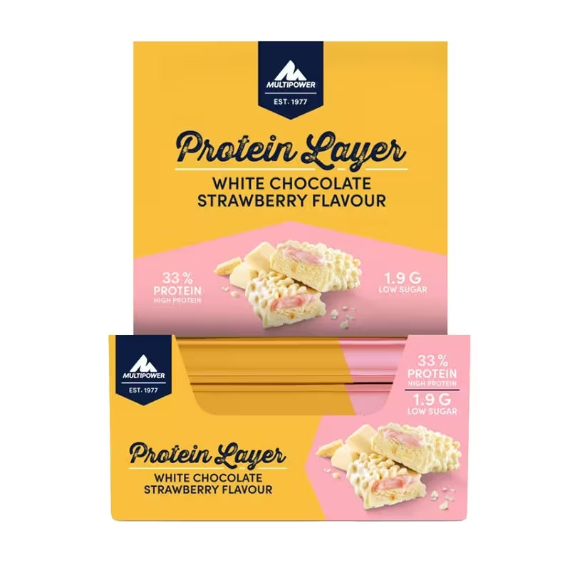 Multipower Layer Protein Bar 18*50 gr - White Chocolate strawberry