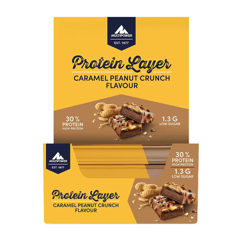 Multipower Layer Protein Bar 18*50 gr - Caramel peanut crunch