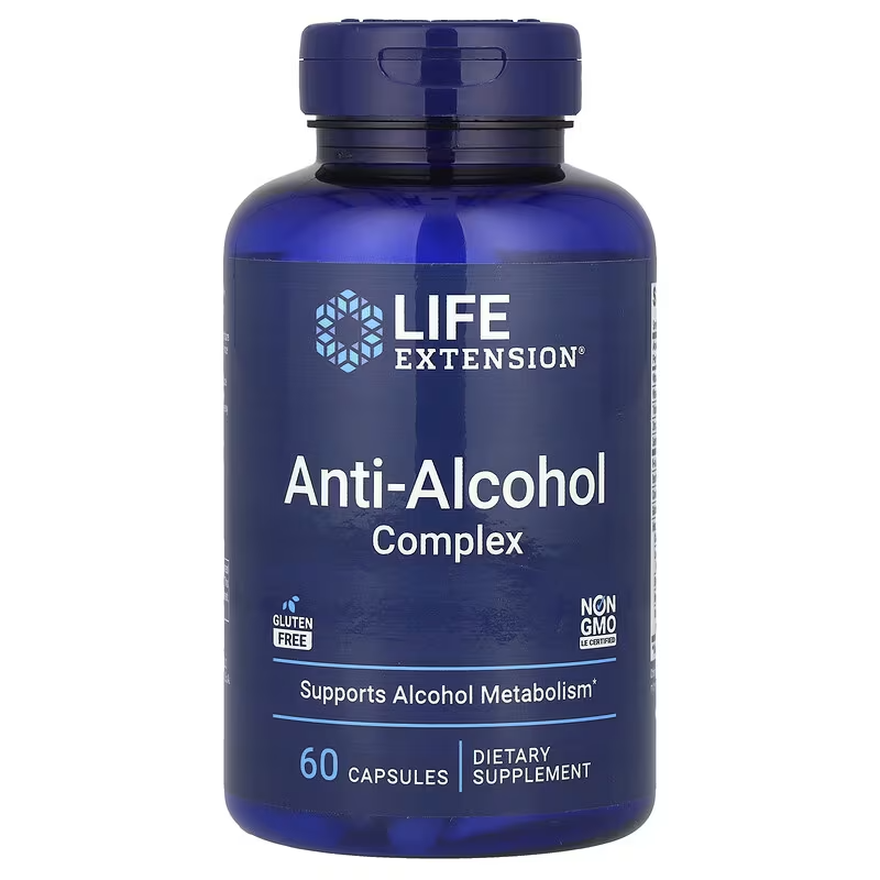 Life Extension Anti-Alcohol Vitamin B1 acetyl cysteine Benfotiamine milk thistle Glutathione 60 Caps