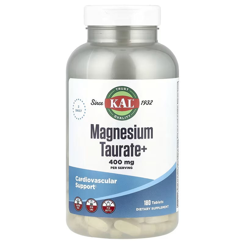 KAL Magnesium Taurate 400mg CoEnzyme Vitamin B6, Chelated 180 Tablet