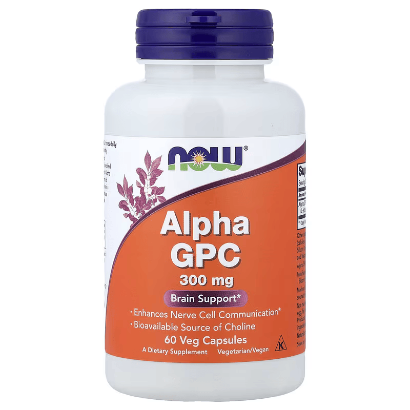 NOW Alpha GPC 300 mg with Brain & Cognitive Phospholipids 60 Veg Caps