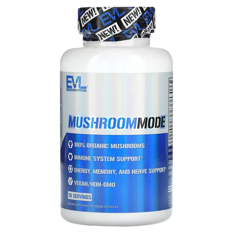 Evlution Vegan Organic Mushroom Lions Mane Cordyceps and Reishi Blend - Nootropics Brain Support 90 Veggie Caps