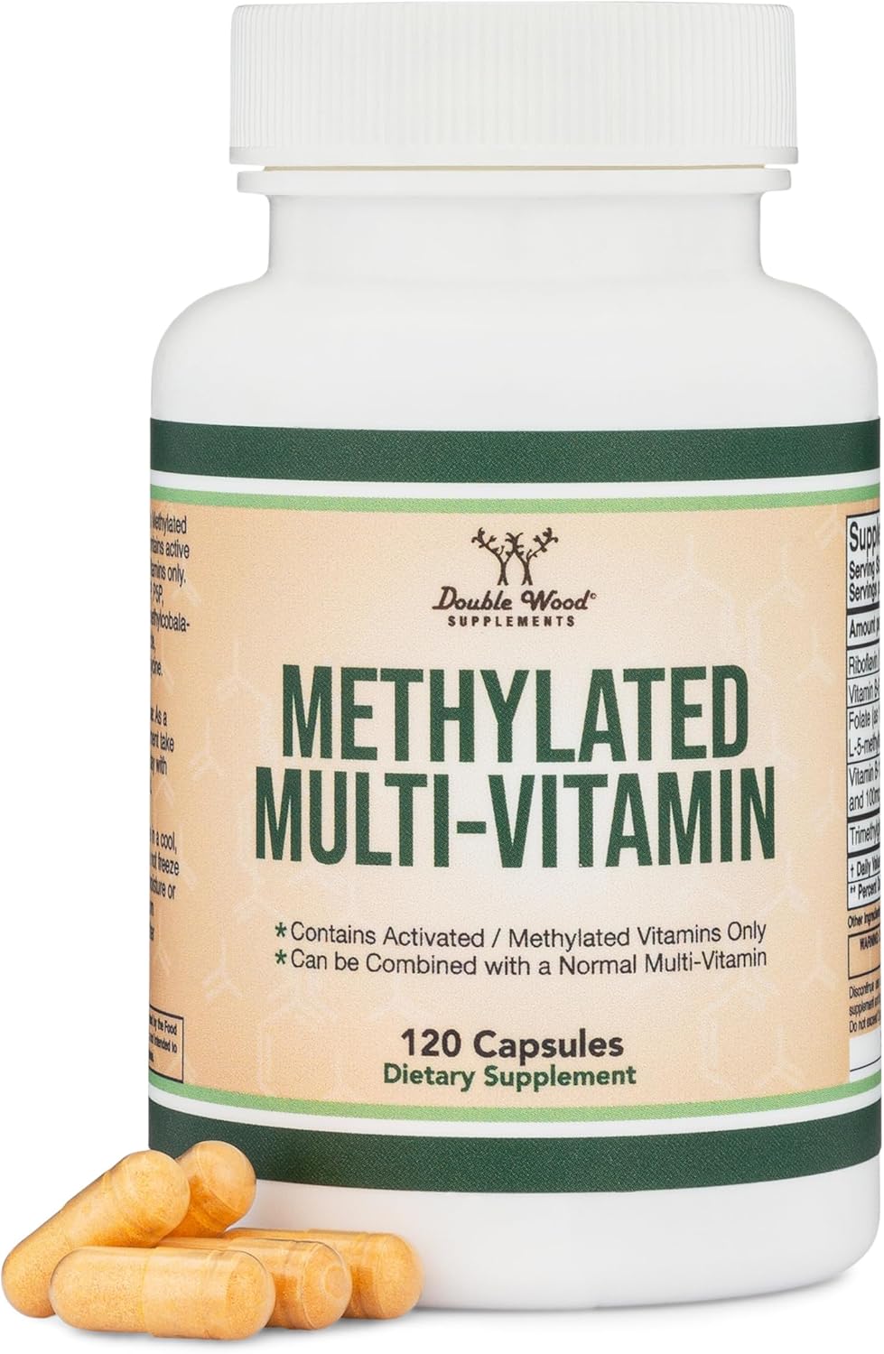 DOUBLE WOOD Methylated Multivitamin B Complex B6-B12 with TMG 120 Caps