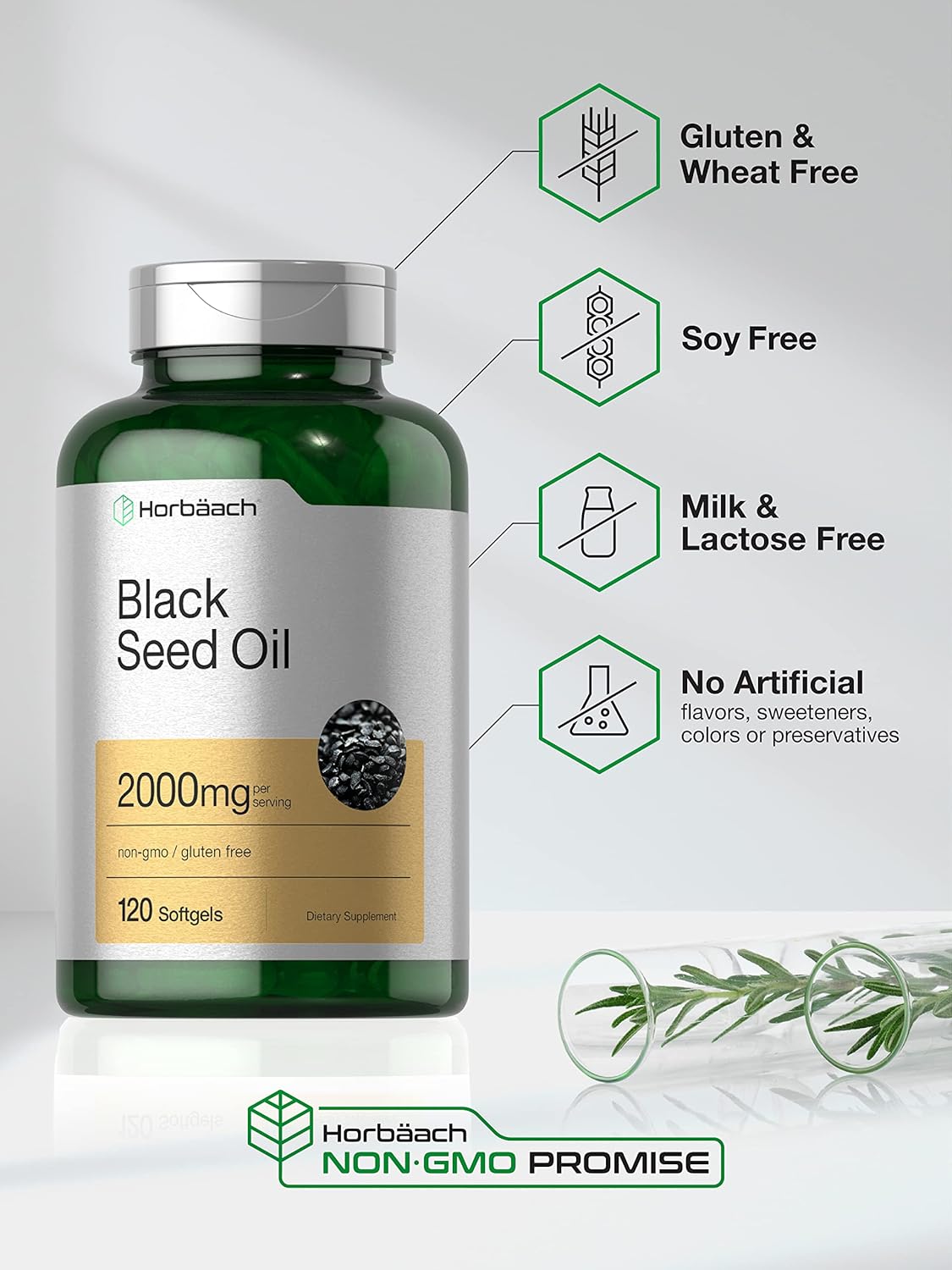 Horbaach Black Seed Oil Cold Pressed with Omega 6-9 Nigella Sativa 2000mg 120 Softgel