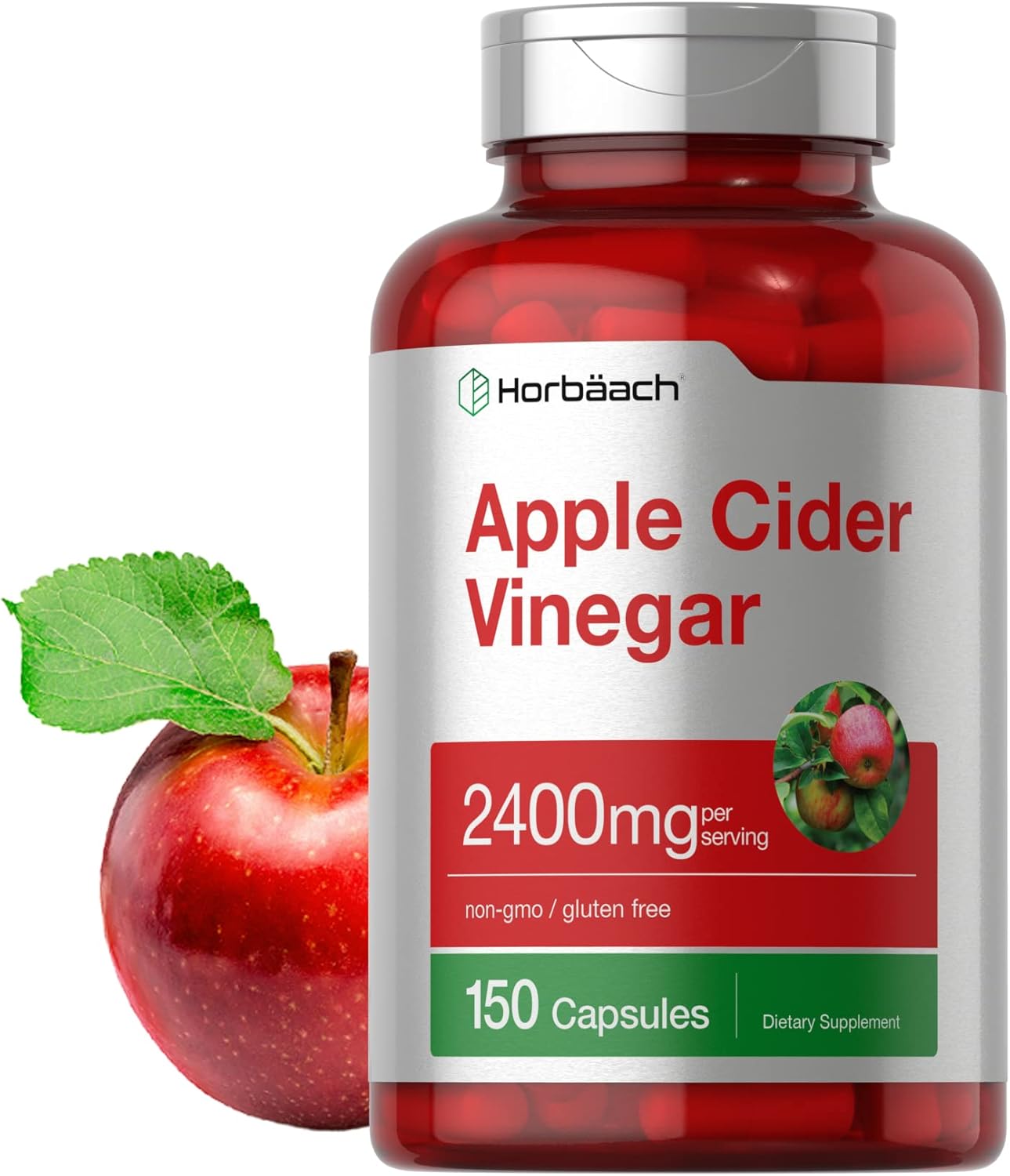 Horbäach Apple Cider Vinegar Blood sugar Digestive Appetite Support 2400mg 150 Caps