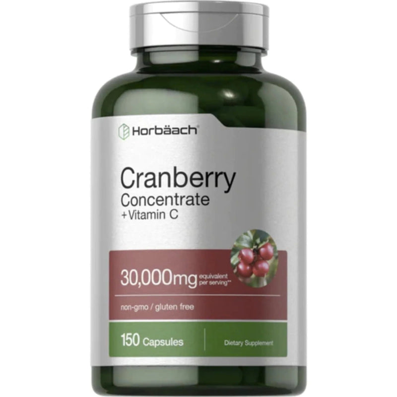 Horbäach Cranberry Concentrate Extract Pills + Vitamin C 120 Caps Women and Men Triple Strength Ultimate Potency Formul