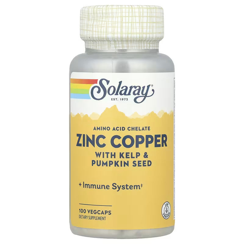Solaray Zinc Copper with Kelp & Pumpkin Seed Iodine 100 VegCaps