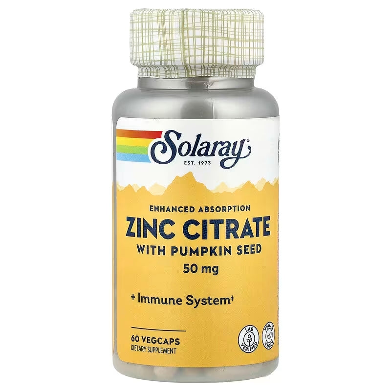 Solaray Zinc Citrate with Pumpkin Seed Immune System 60 VegCaps