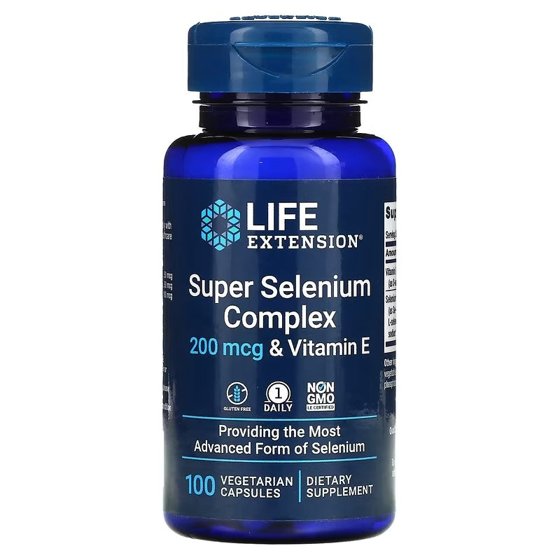 Life Extension Super Selenium Complex & Vitamin E Minerals 200 mcg 100 Vegetarian Capsules