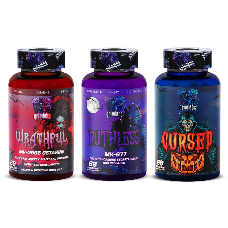 Grimlabs HYPERTROPHY ELITE TRIO Mk2866 Ostarine - Mk677 Ibutamoren - Cursed Rad140 60 Caps