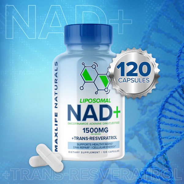Maxlife Naturals Liposomal NAD+ Trans-Resveratrol Anti Aging 1500mg - 120 Caps