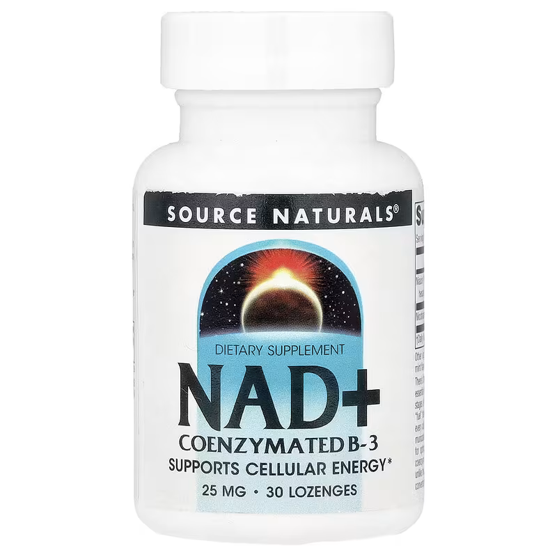 Source Naturals NAD+ Brain & Cognitive Coenzymated Vitamin B3 Niacin 30 Lozenges