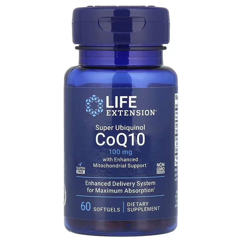 Life Extension Super Kaneka Ubiquinol CoQ10 Enhanced Mitochondrial Support 100 mg, 60 Softgels