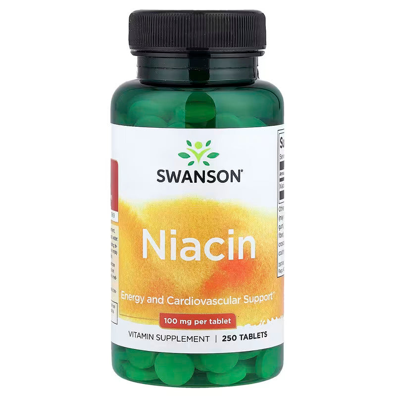 Swanson, Niacin B3 Vitamin Energy and Cardiovascular 100 mg 250 Tablet