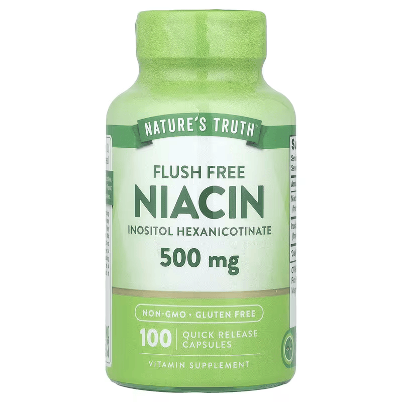 Nature's Truth Flush Free Niacin Vitamin B3 Inositol 500 mg 100 Quick Release Caps