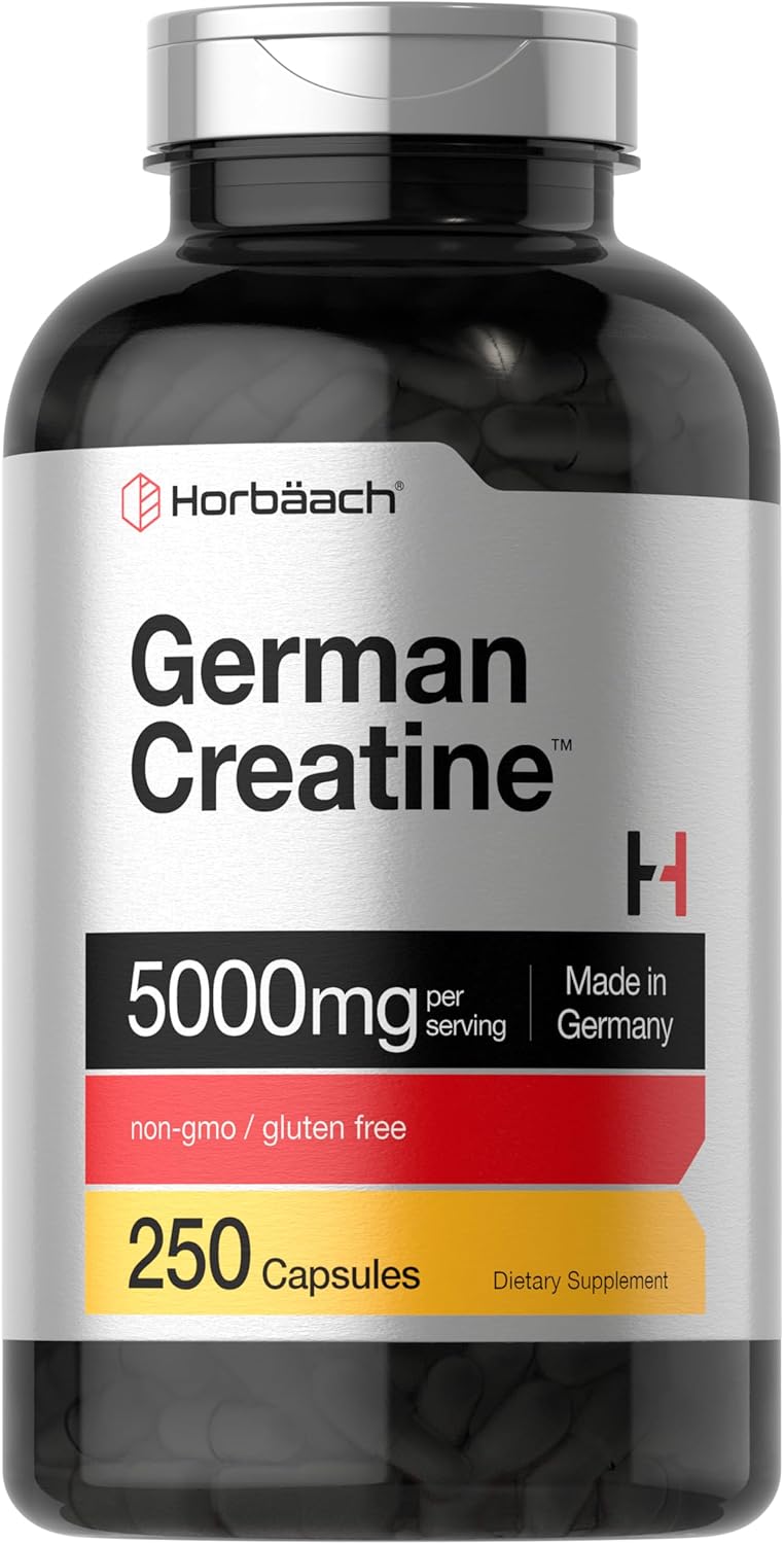 Horbaach German Creatine Monohydrate 5000mg per serving 250 Caps - 50 Servis