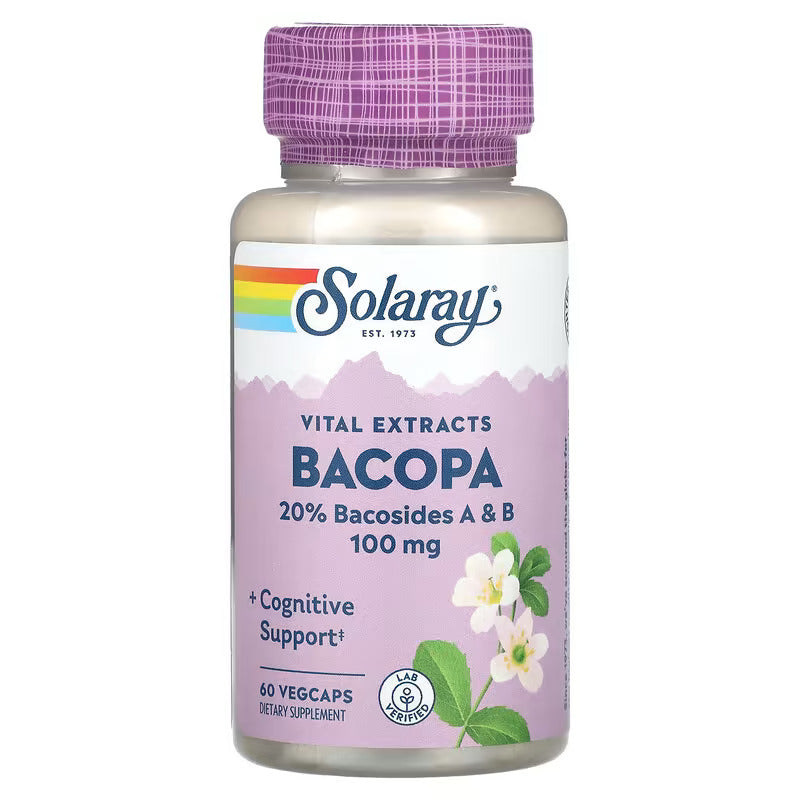 SOLARAY Bacopa Ayurvedic Herbs Cognitive Support Brain Memory 100 mg 60 Caps