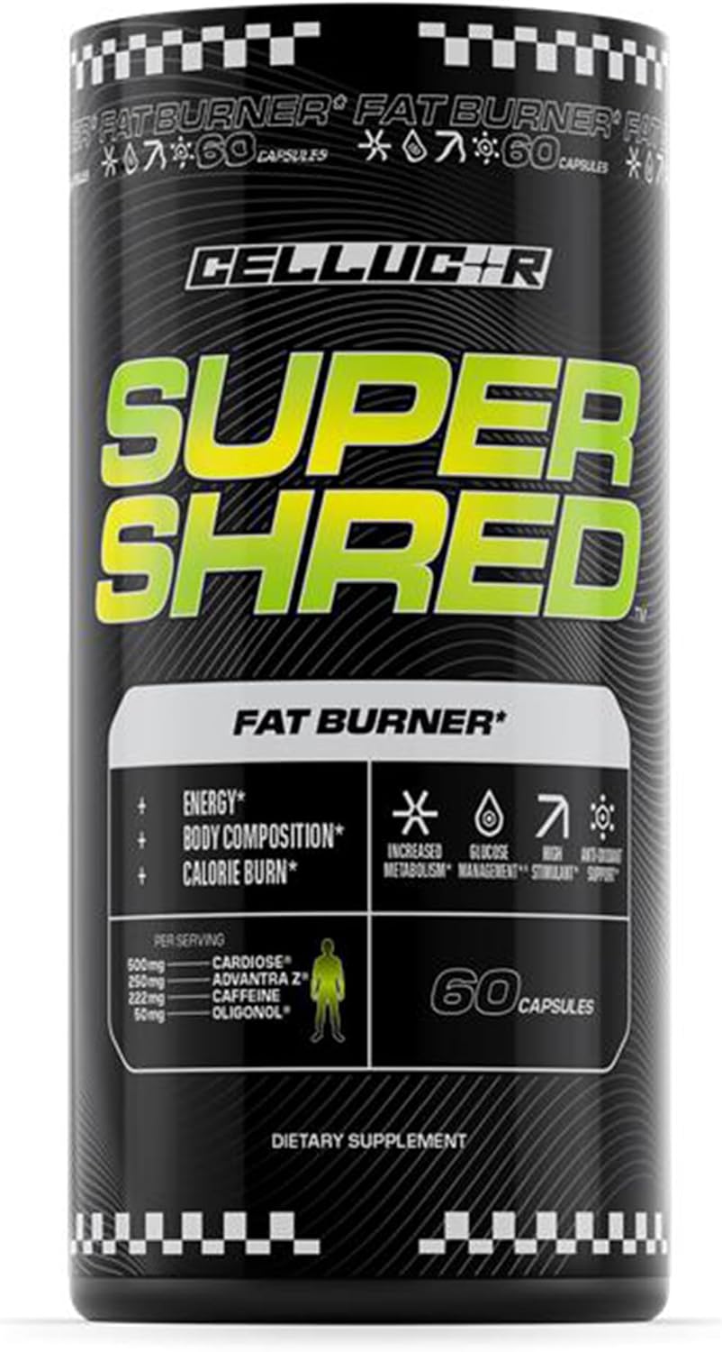 Cellucor Super Shred Fat Burner Thermogenic Power & High Stimulant Energy 60 Caps