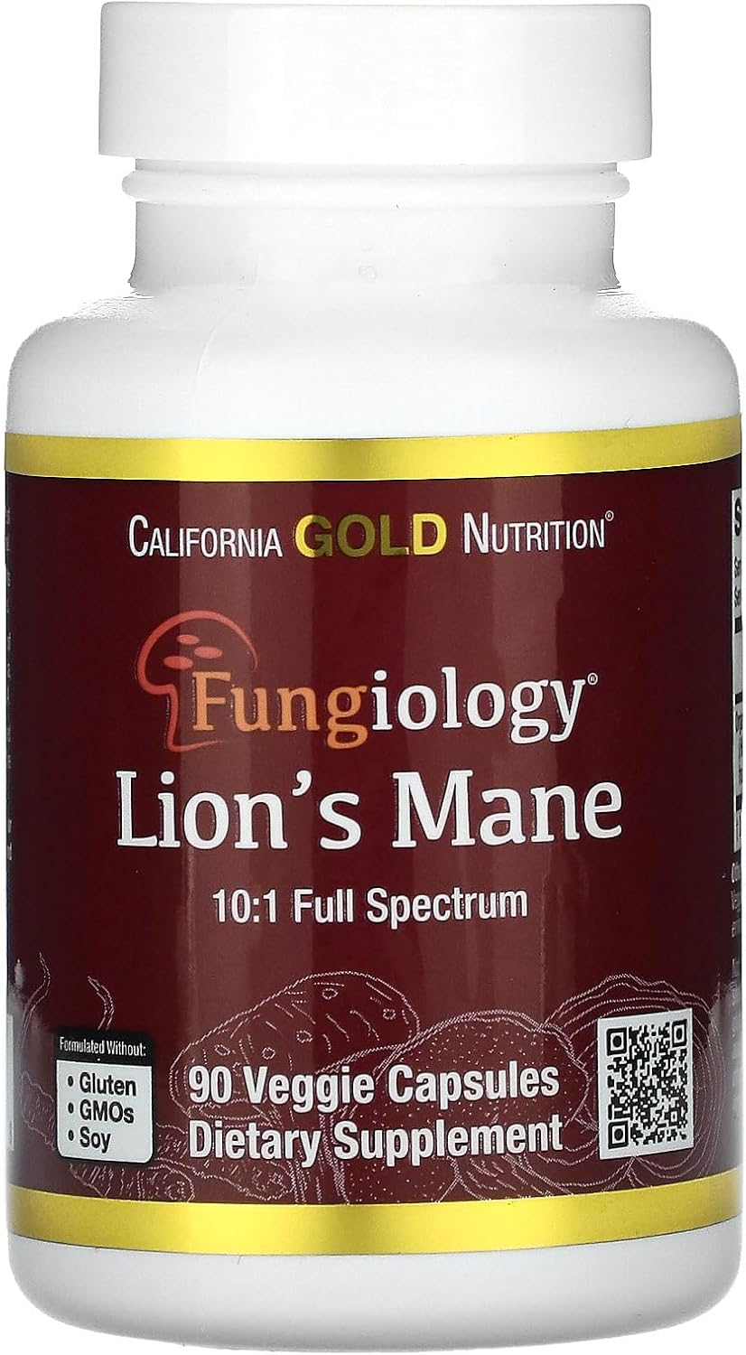 California Gold Nutrition Organic Lion's Mane Mushrooms Brain & Cognitive 90 Veg Caps