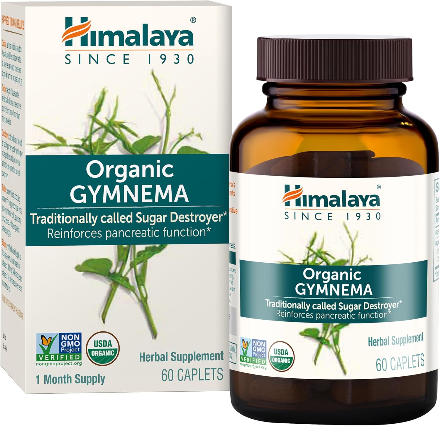 Himalaya Organic Gymnema Sylvestre – Herbal Glucose Metabolism Support 700 mg, 60 Caplets